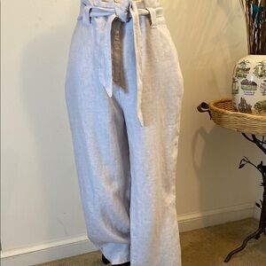 Chico's Linen pants, sash belt, elastic waist, side pockets size 1.5